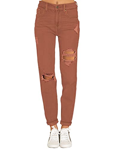 Mom Jeans - luvamia Boyfriend Jeans for Women Stretch High Waisted Ripped Distressed Mom Jeans Slim Denim Pants