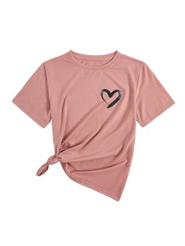 Heart Shirt - SOLY HUX Womens Letter Print Graphic Tees Short Sleeve Tops Casual Summer T Shirt
