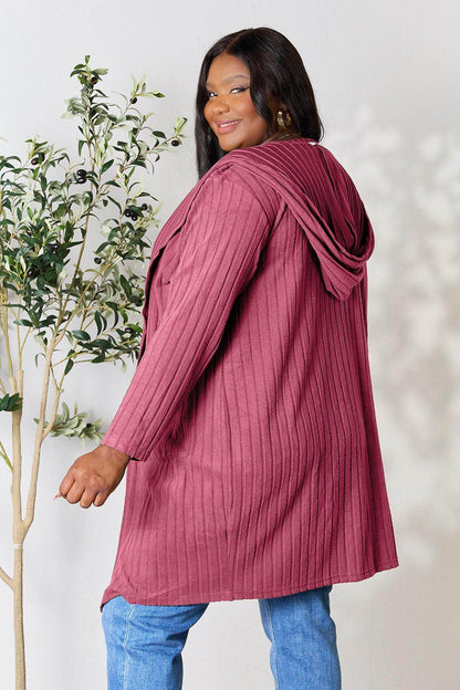 Basic Bae Full Size Hooded Sweater Cardigan for Women