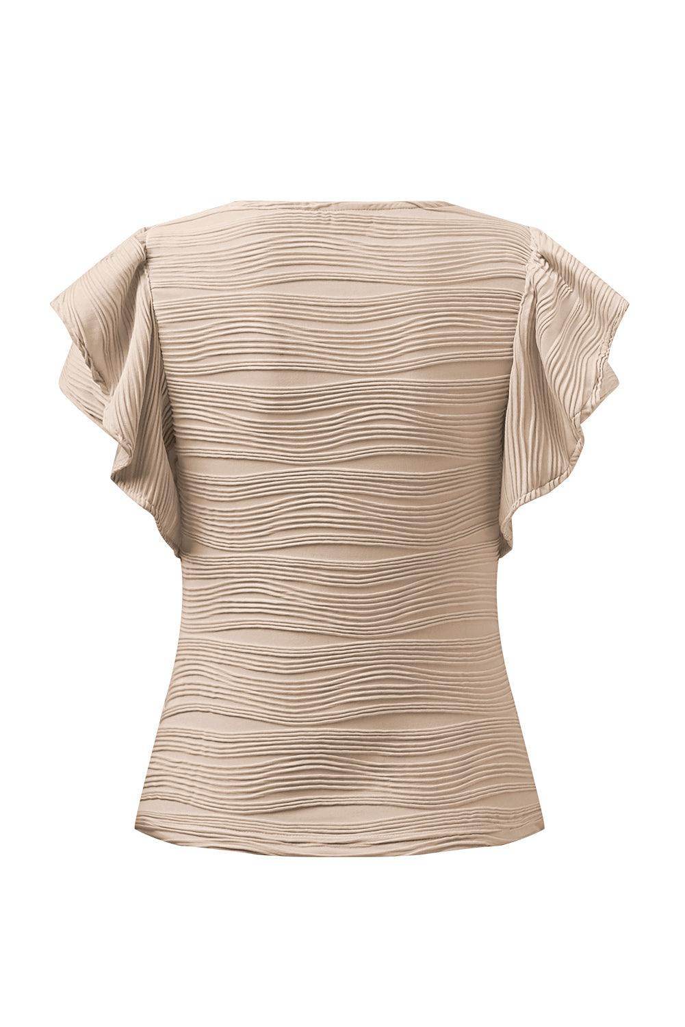 Textured Round Neck Cap Sleeve Top for Casual Style