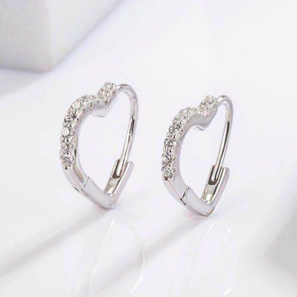 925 Sterling Silver Zircon Heart Shape Earrings Set