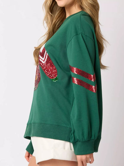 Christmas Sequin Santa Hat Holiday Sweatshirt