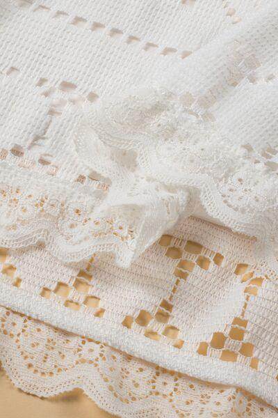 Lace Crochet Hollowed Scallop Hem V Neck Blouse for Women