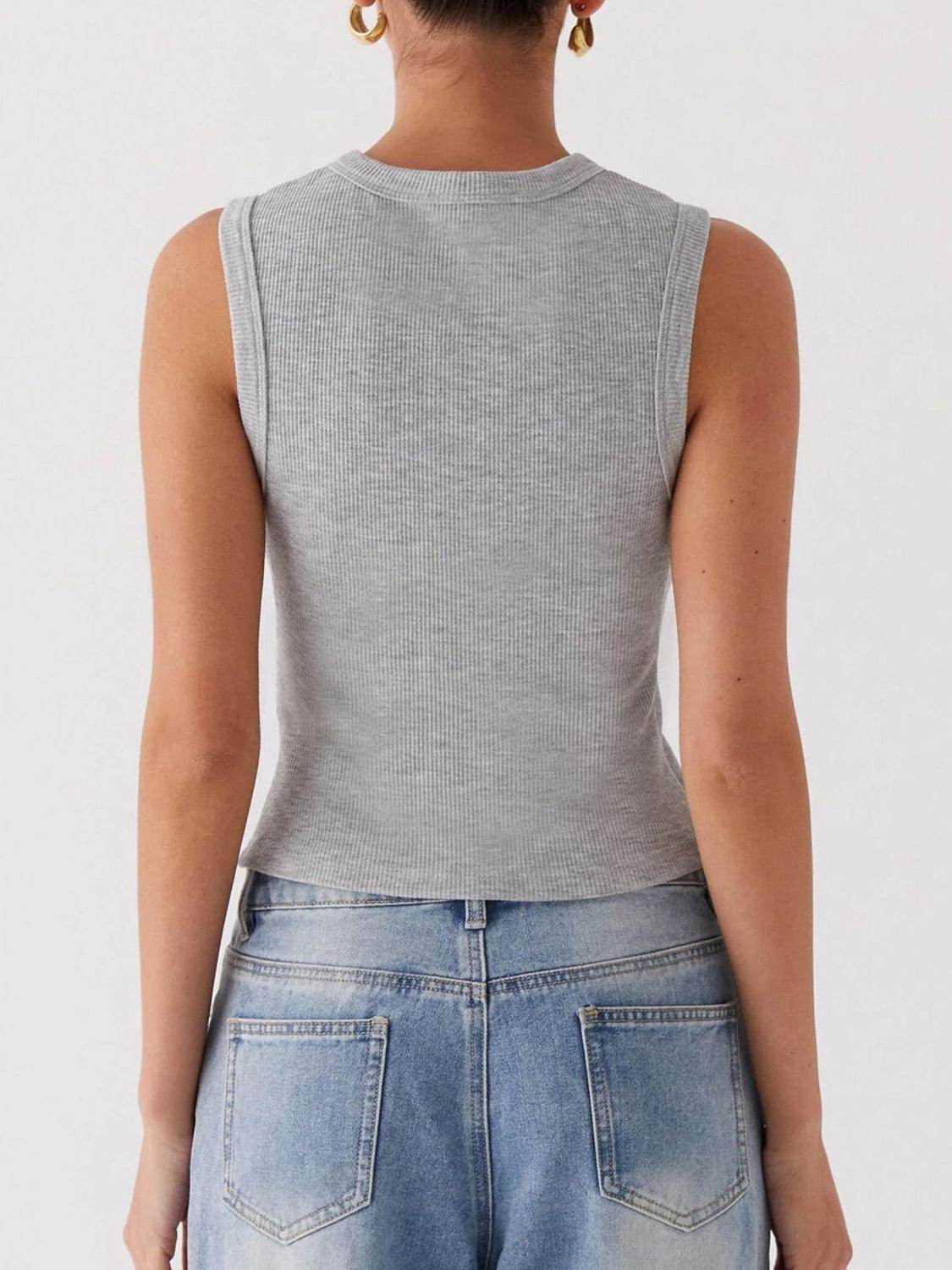 Lovelet Button Up Round Neck Tank for Stylish Comfort