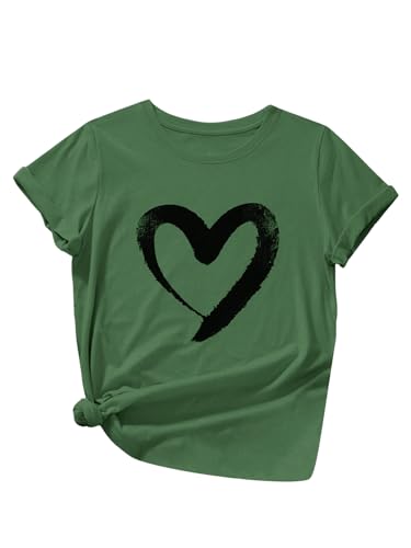 Heart Shirt - SOLY HUX Womens Letter Print Graphic Tees Short Sleeve Tops Casual Summer T Shirt