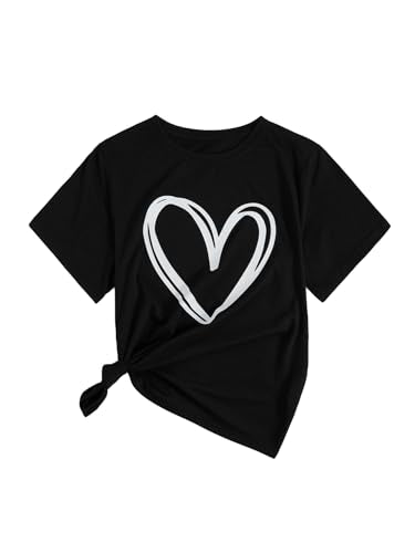 Heart Shirt - SOLY HUX Womens Letter Print Graphic Tees Short Sleeve Tops Casual Summer T Shirt