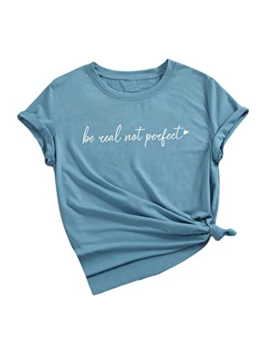 Heart Shirt - SOLY HUX Womens Letter Print Graphic Tees Short Sleeve Tops Casual Summer T Shirt
