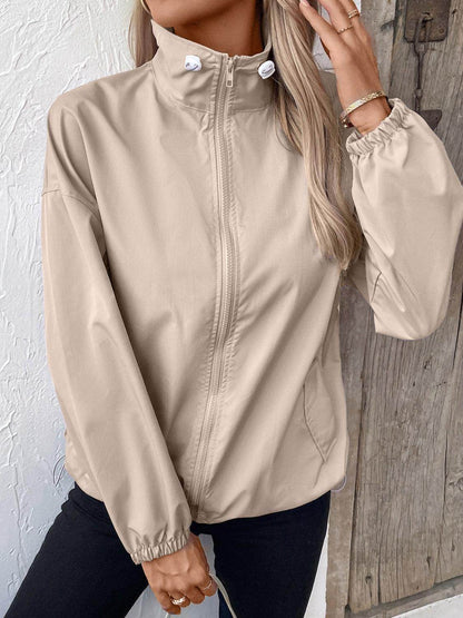 Ivy Lane Pocketed Zip Up Long Sleeve Jacket for Women