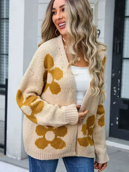 Angel Wings Flower Open Front Long Sleeve Cardigan - Trendy &amp; Comfortable