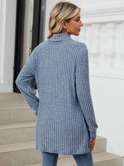 Ribbed Mock Neck Long Sleeve T-Shirt for Women Stylish Wear