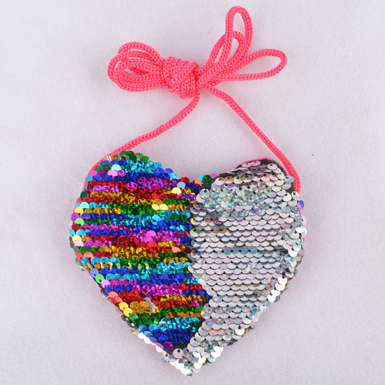 Sequined lanyard bag love children&