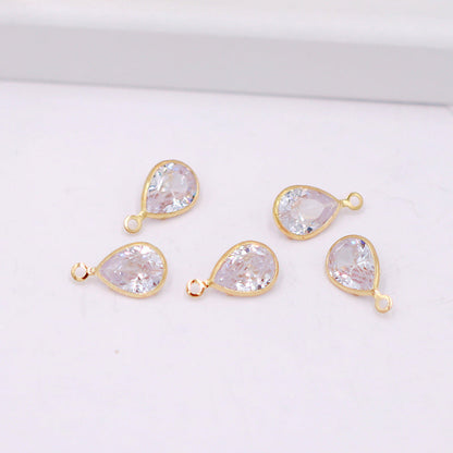 Geometric Zircon Bezel Set Pendant - Gold Plated Color Retention Charm for DIY Earring Jewelry Making Accessories