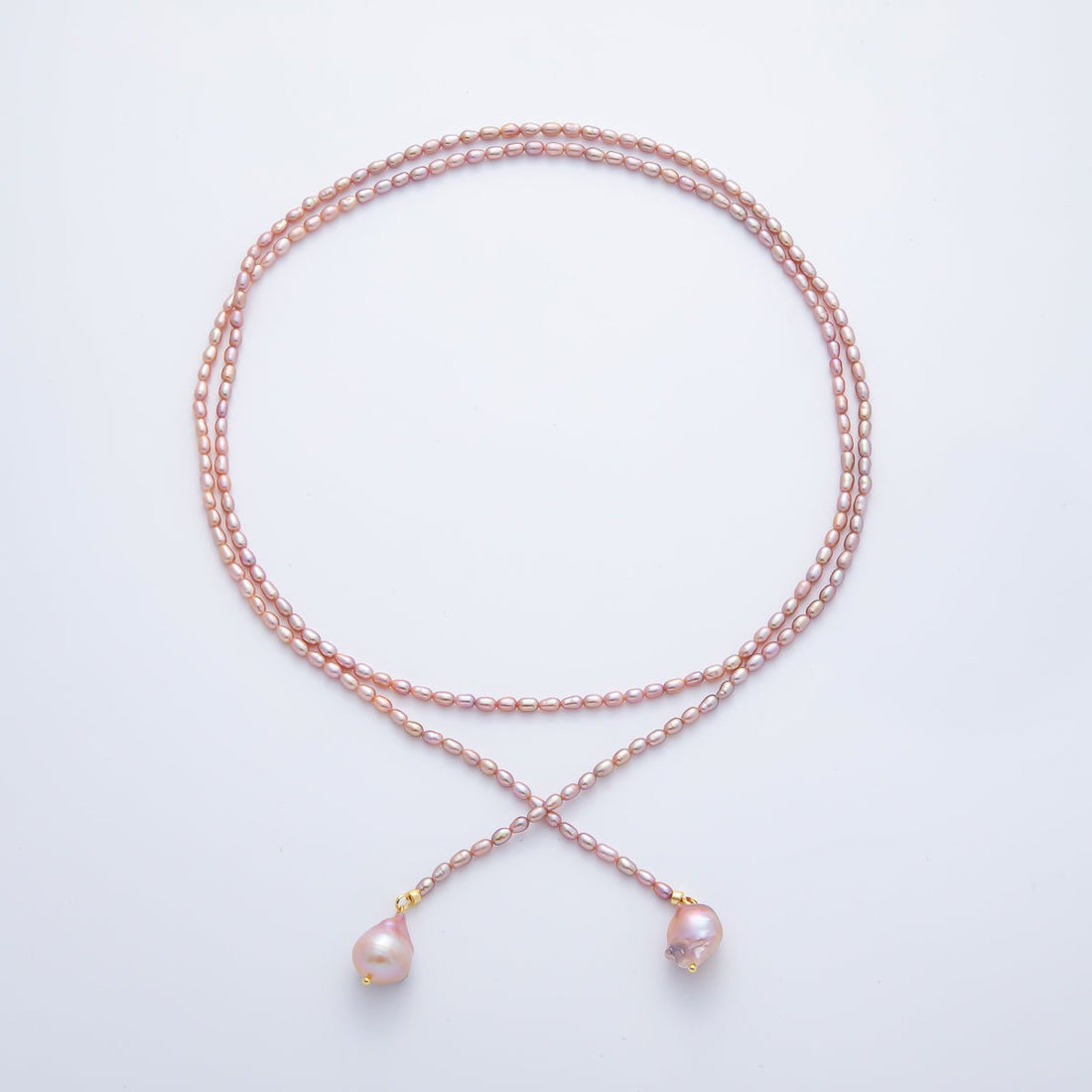 3.3mm Purple Natural Baroque Freshwater Pearl Drop Lariat Chain Necklace | WA-1178