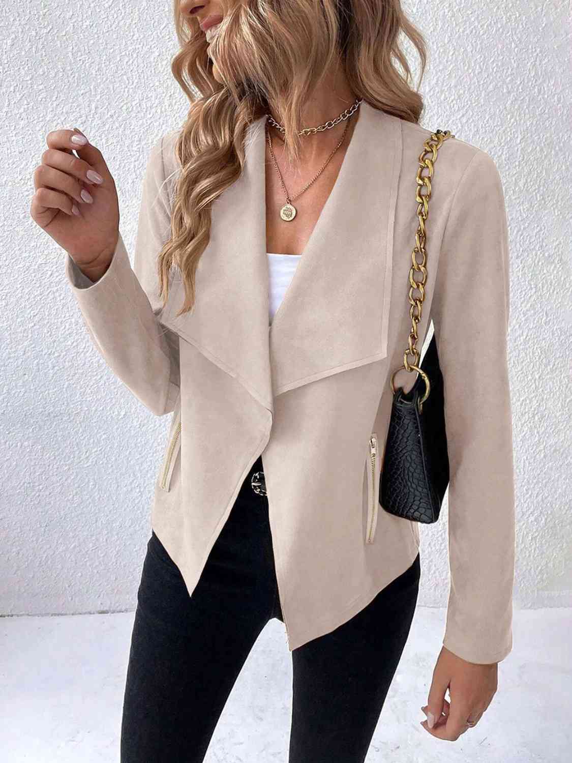 Classic Minimalist Collared Long Sleeve Jacket for Women – Minimalist &amp; Lightweight Everyday Outerwear