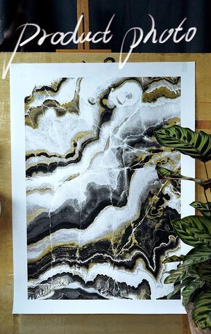 Canvas Wall Art, Abstract Black &amp; Gold Marble Pictures