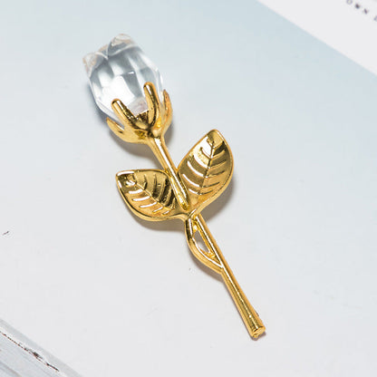 Crystal Golden Rose Flower Valentine&