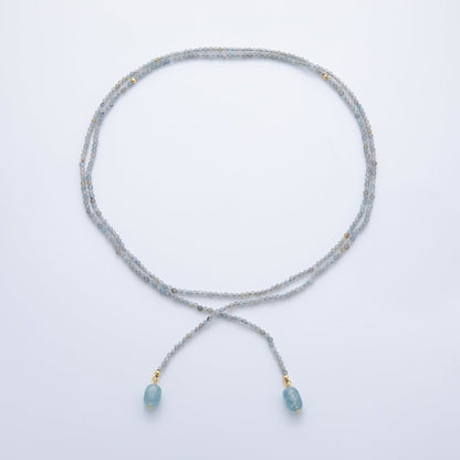 3.4mm Black, Green, Blue Dyed Agate Rondelle Bead Strands Wrap Necklace | WA-1229