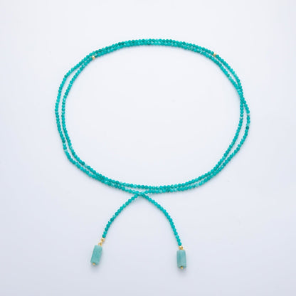 3.4mm Black, Green, Blue Dyed Agate Rondelle Bead Strands Wrap Necklace | WA-1229