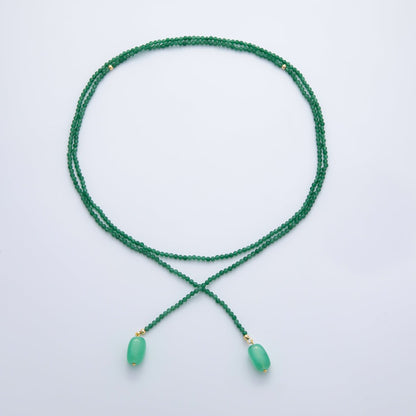 3.4mm Black, Green, Blue Dyed Agate Rondelle Bead Strands Wrap Necklace | WA-1229