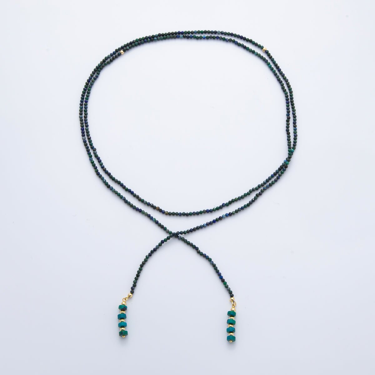 3.4mm Black, Green, Blue Dyed Agate Rondelle Bead Strands Wrap Necklace | WA-1229