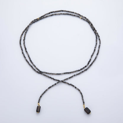 3.4mm Black, Green, Blue Dyed Agate Rondelle Bead Strands Wrap Necklace | WA-1229