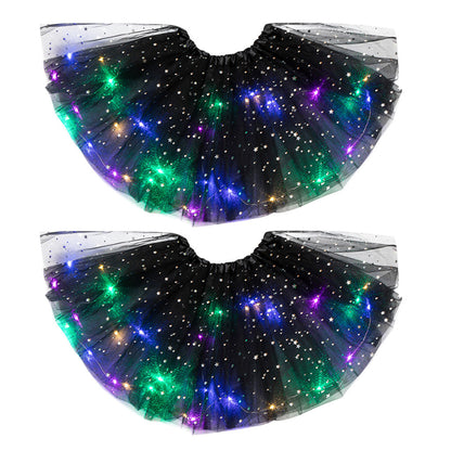 Magical &amp; Luminous  LED Princess Halloween Tutu Skirt Sequins Shiny Skirt