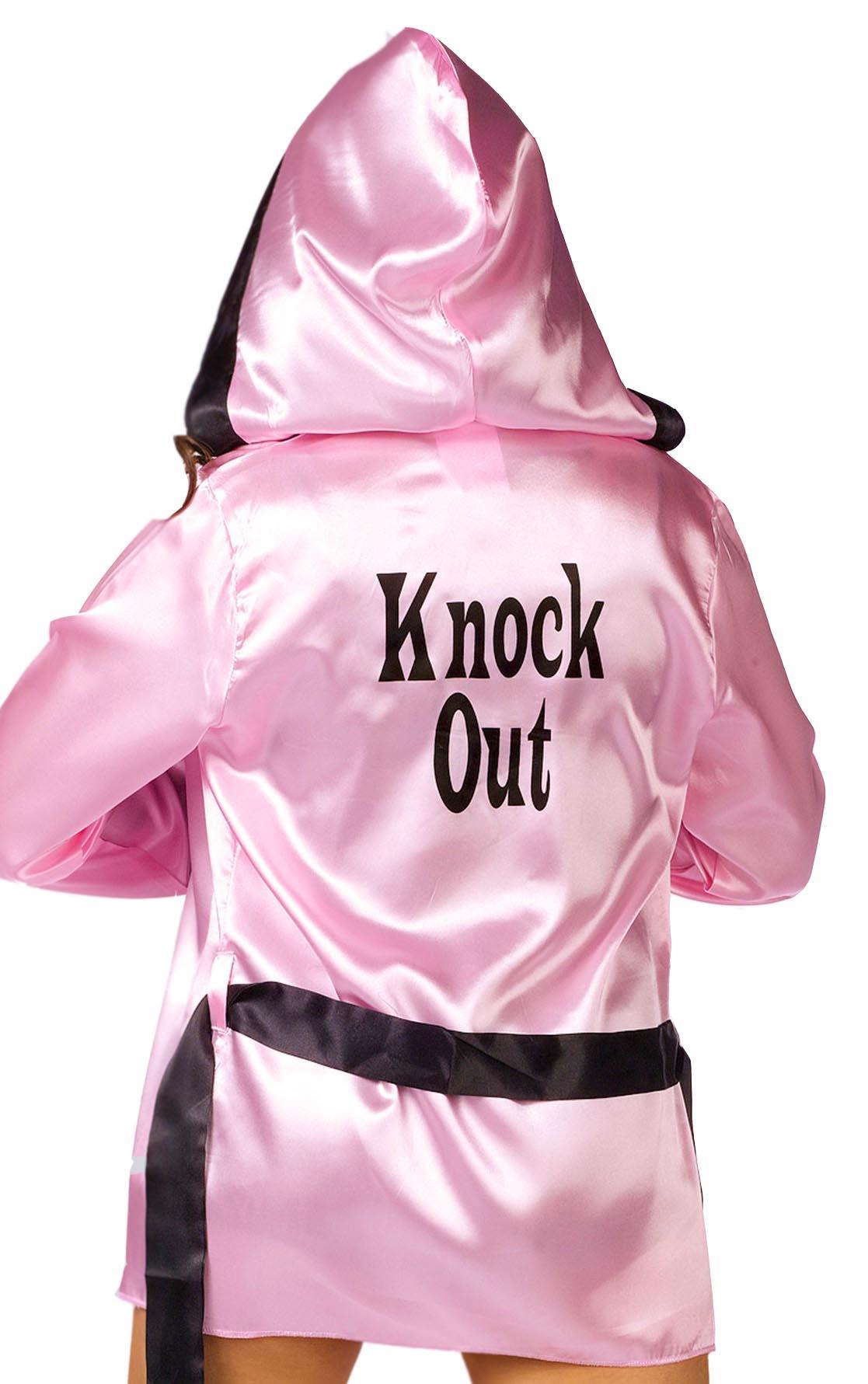 Knockout! Pink Boxer Robe &amp; Boxing Gloves Adult Costume Set