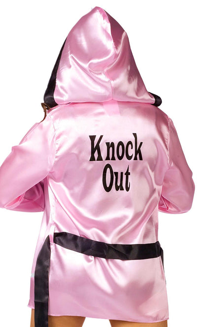 Knockout! Pink Boxer Robe &amp; Boxing Gloves Adult Costume Set