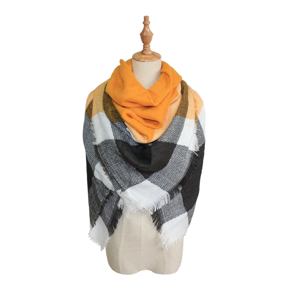 Plaid-print Versatile Neck Scarf Shawl