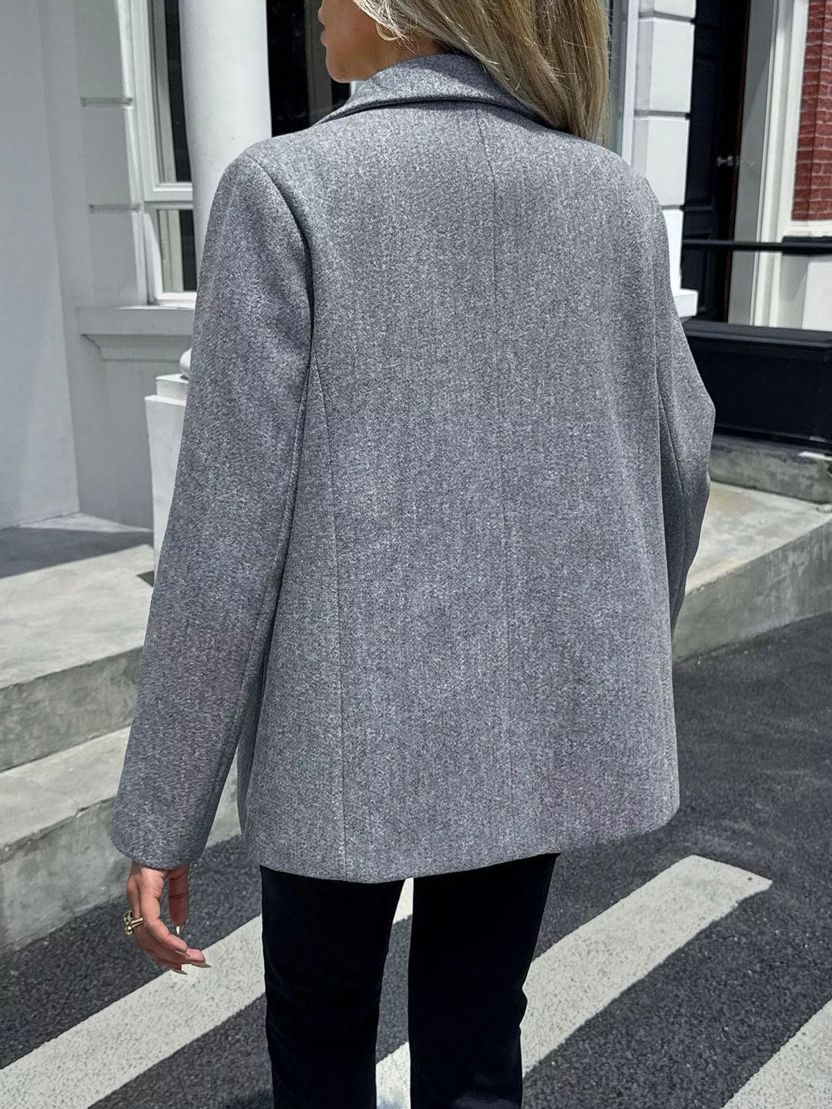 Lapel Collar Button Up Blazer
