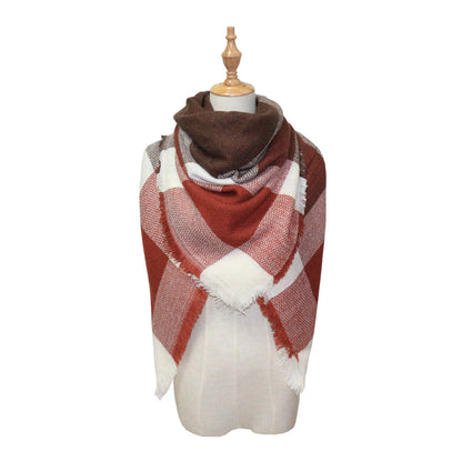 Plaid-print Versatile Neck Scarf Shawl