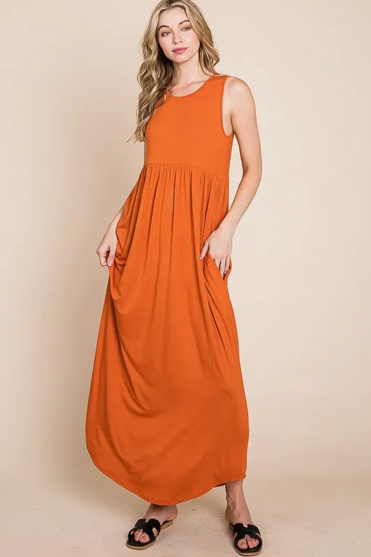 BOMBOM Sleeveless Maxi Dress with Pockets