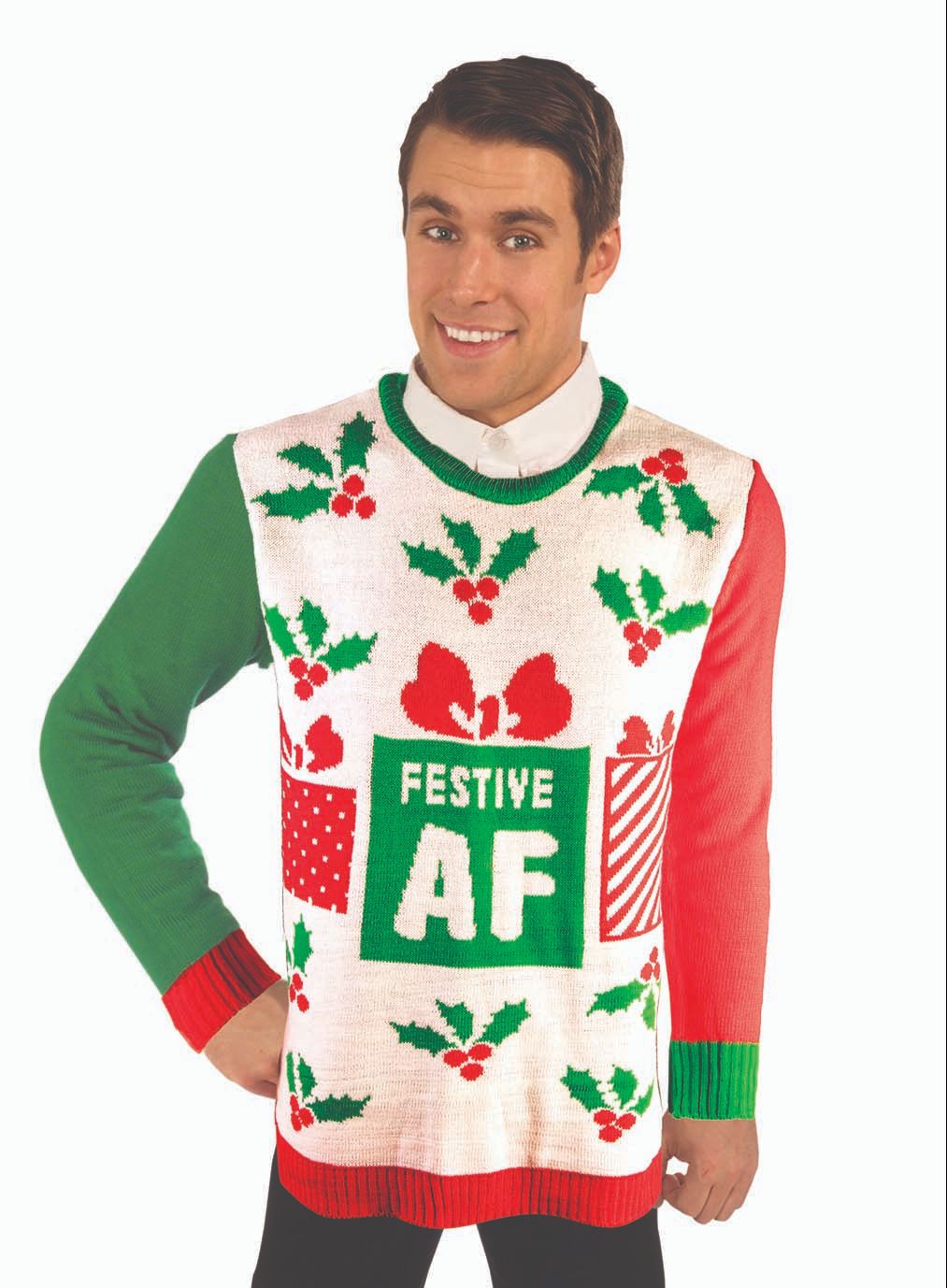 Forum Novelties Festive AF Ugly Christmas Sweater Size Large