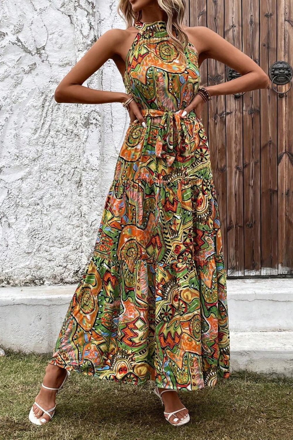 Elegant Floral Sleeveless Dress Lightweight &amp; Feminine Summer Essential Beautiful Print Dress