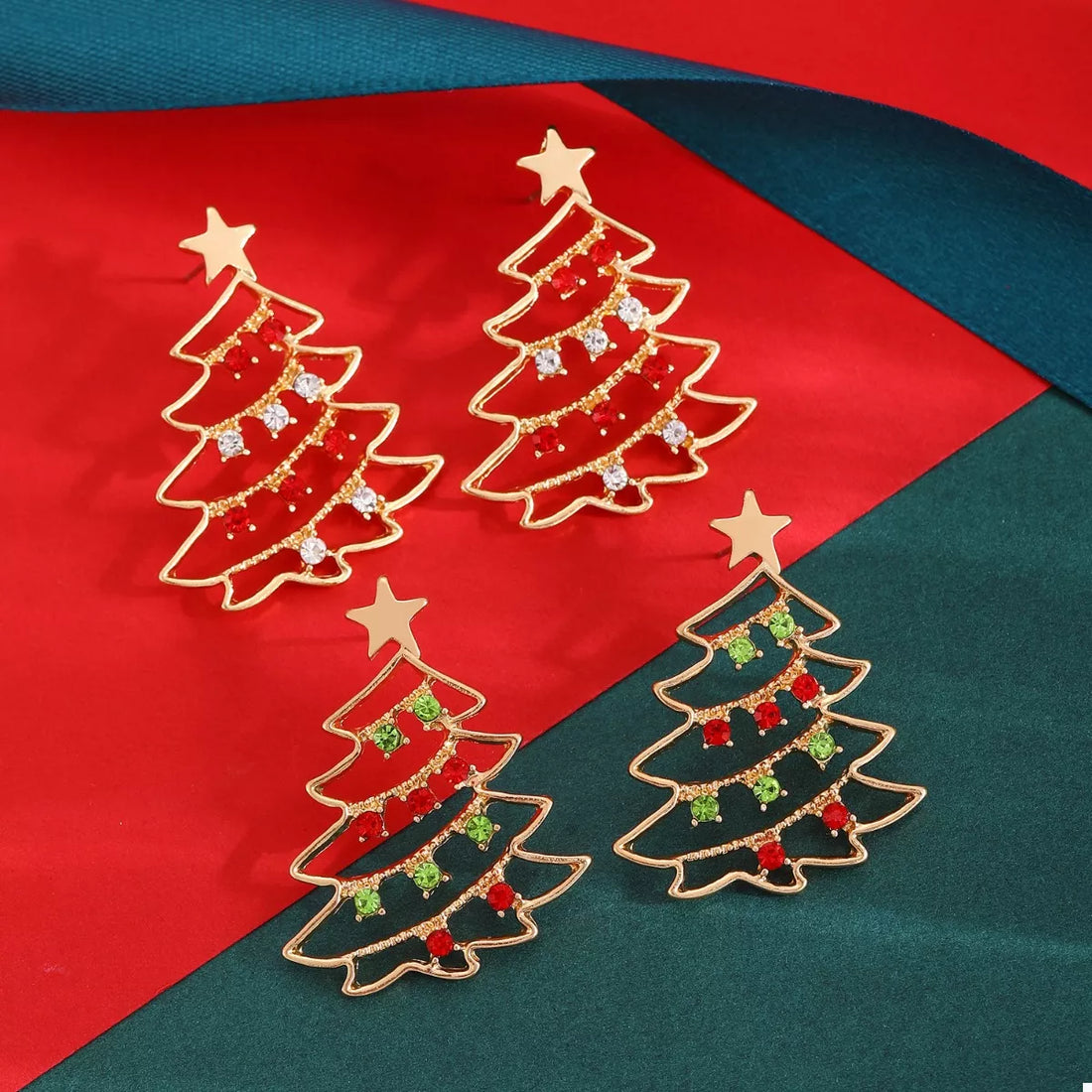 18K Gold-Plated Christmas Tree Earrings