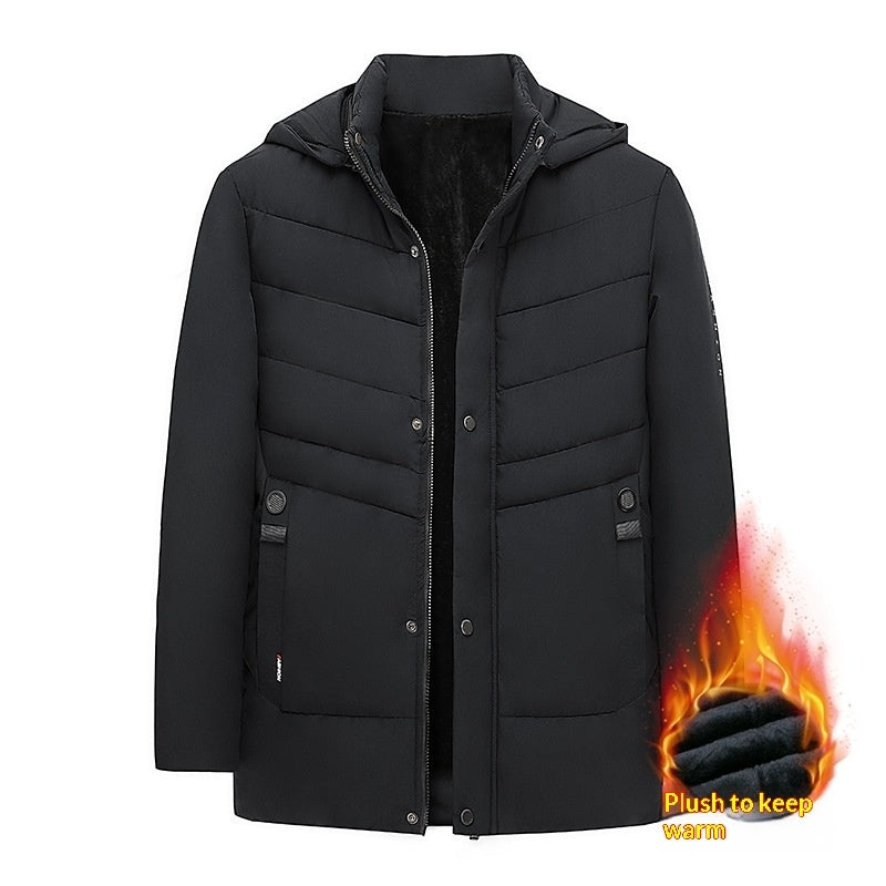 Factory-direct Cross-border Exclusive Design Detachable-hood Business Mens Padded Cotton Jacketwarm Mid- To Older-age Cotton Coat