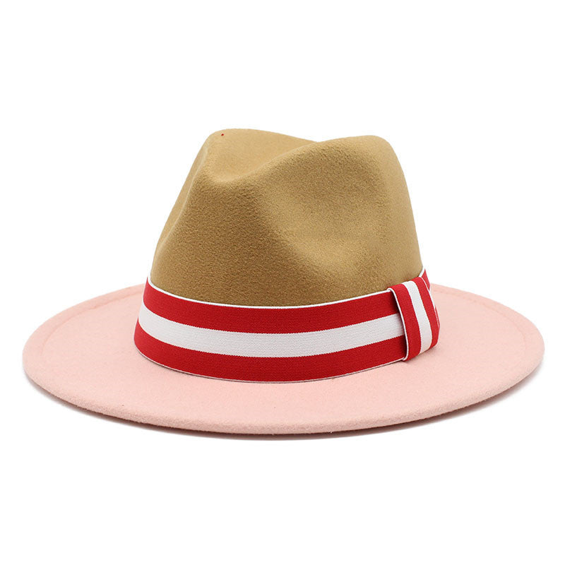 Fashionable Two-tone Patchwork Wool Top Hat
