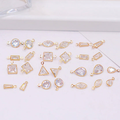 Geometric Zircon Bezel Set Pendant - Gold Plated Color Retention Charm for DIY Earring Jewelry Making Accessories
