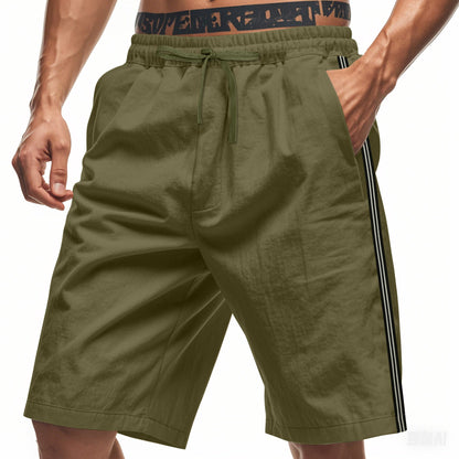 Mens Beach Outdoor Sports Shorts Breathable Striped Casual Cropped Trousers