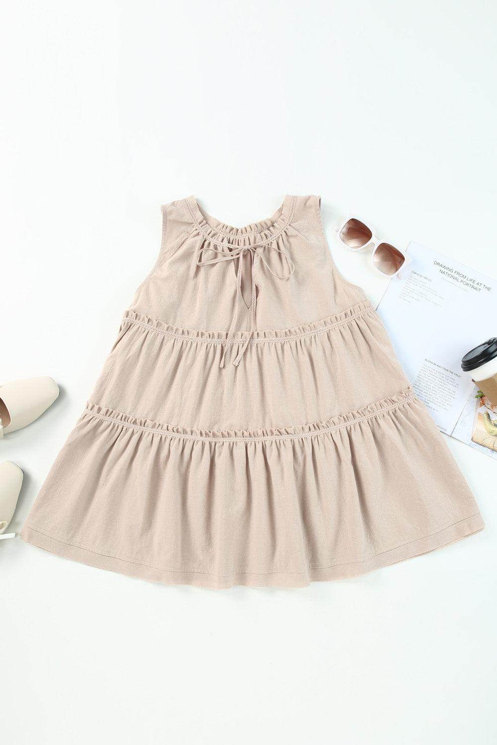 Tiered Frill Tie Neck Tank for Women&