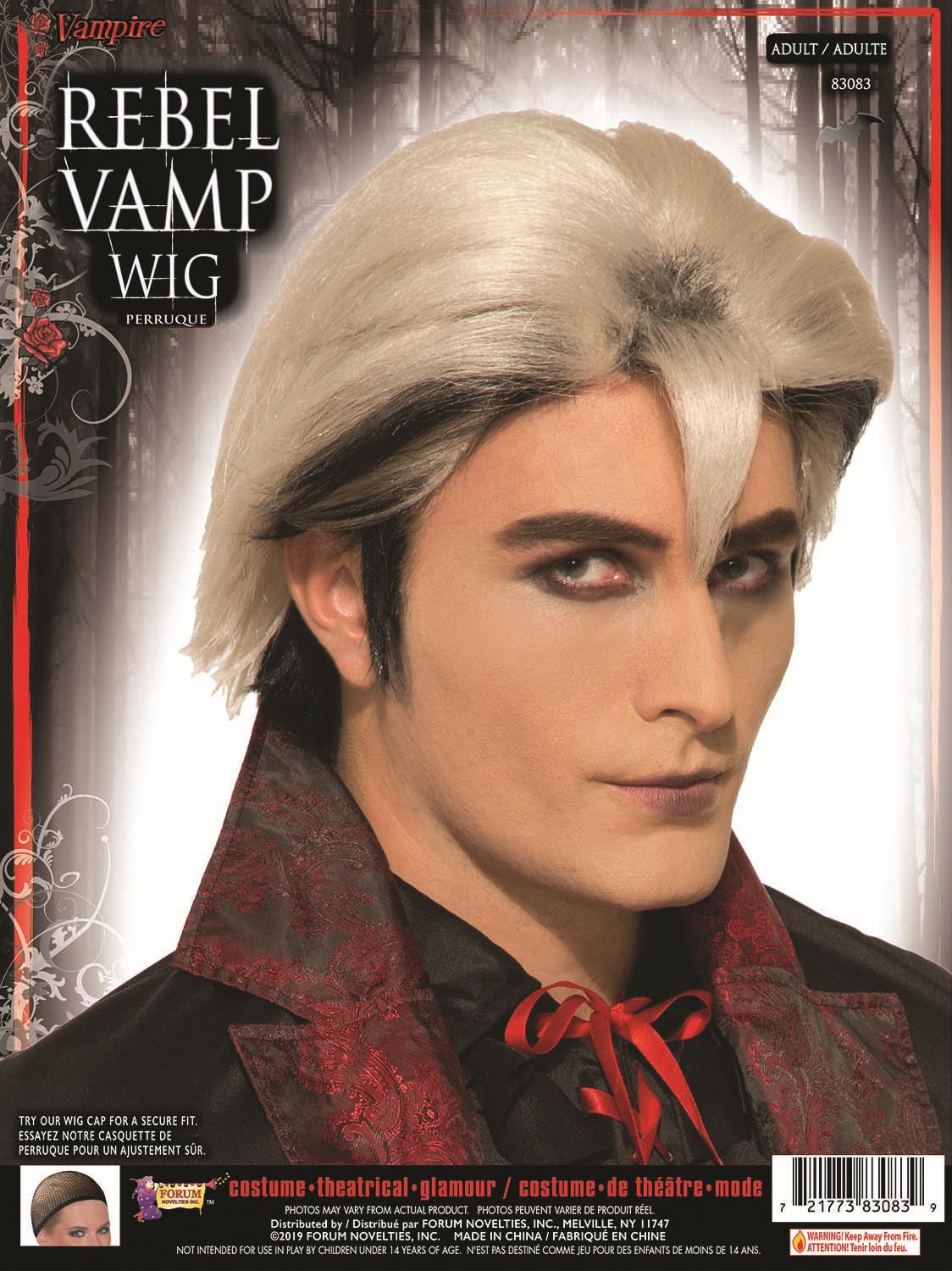 Gothic Rebel Vampire Black and Silver Long Edward Vampire Wig
