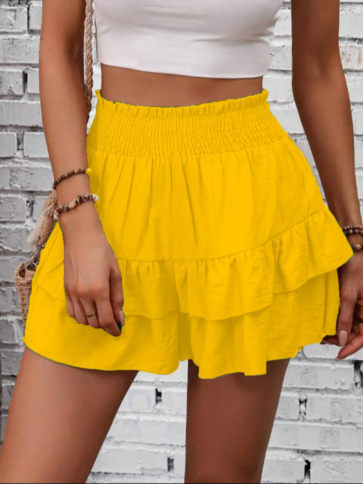 Ruffle Layered High Waist Casual Skort