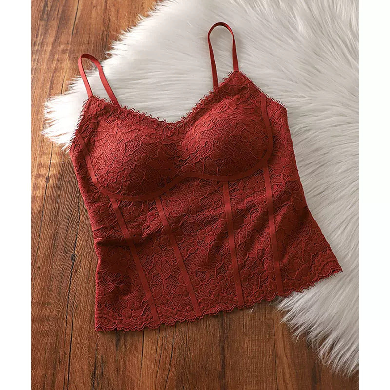 Womens Retro Floral Lace Camisole Top