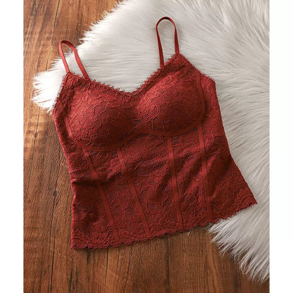 Womens Retro Floral Lace Camisole Top