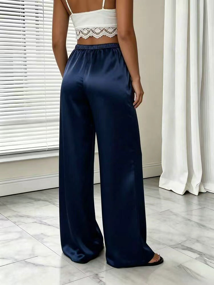 Relaxed stretch acetate wide-leg women&