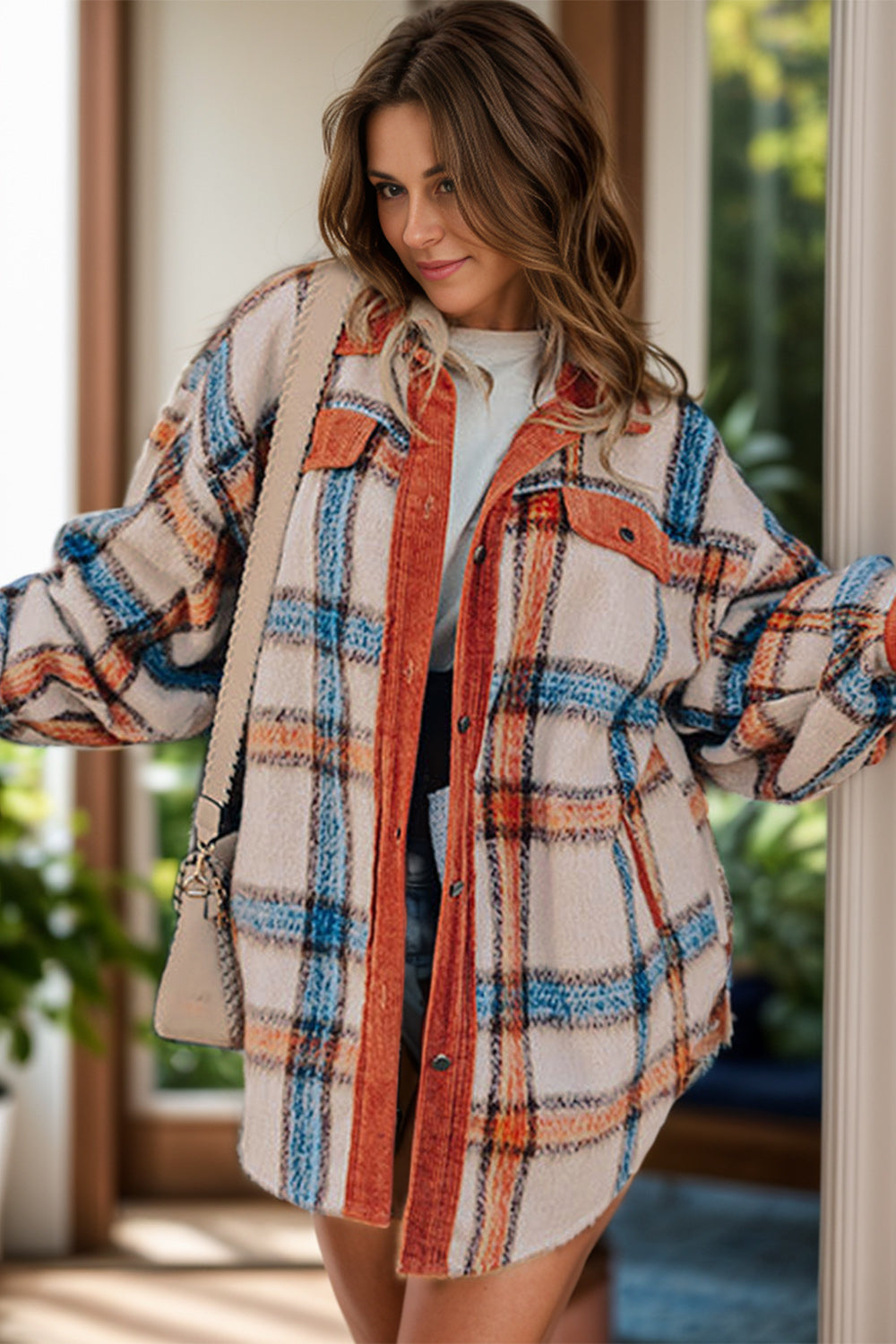 Plus Size Plaid Boyfriend Jacket