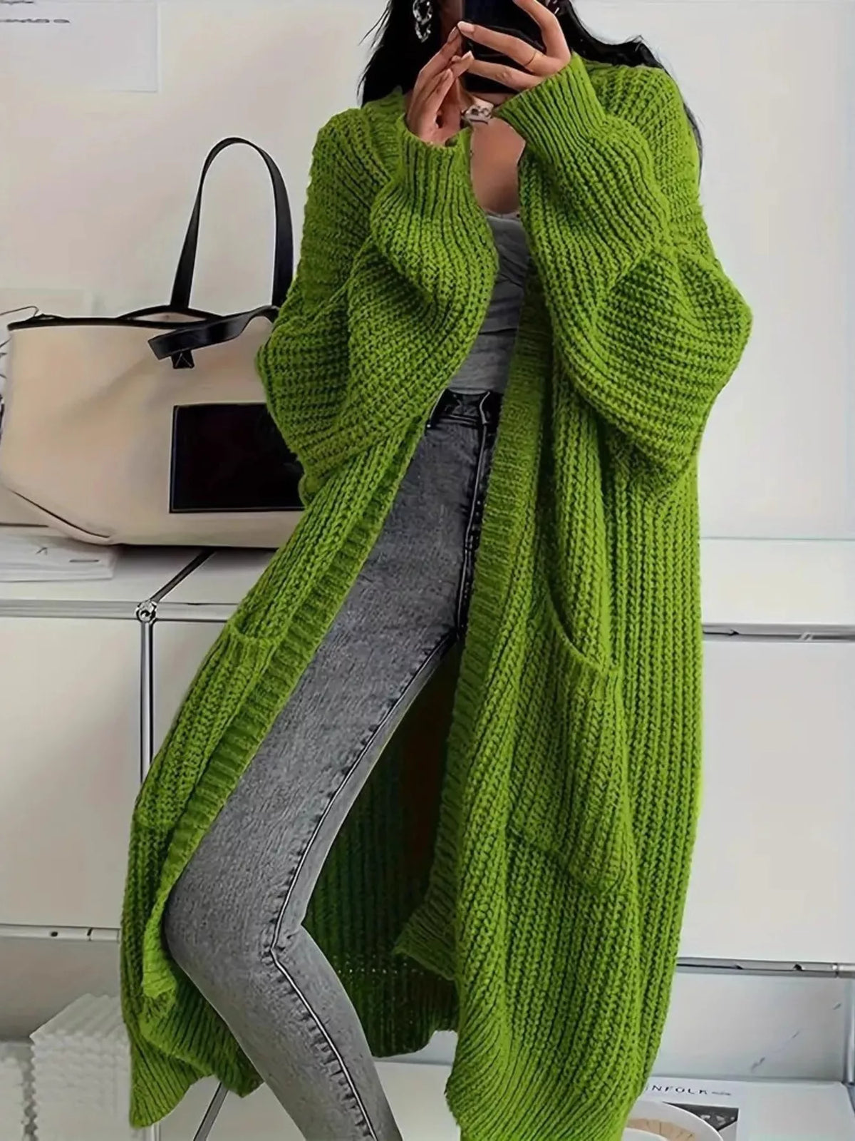 Oversized Long Sleeve Longline Cardigan
