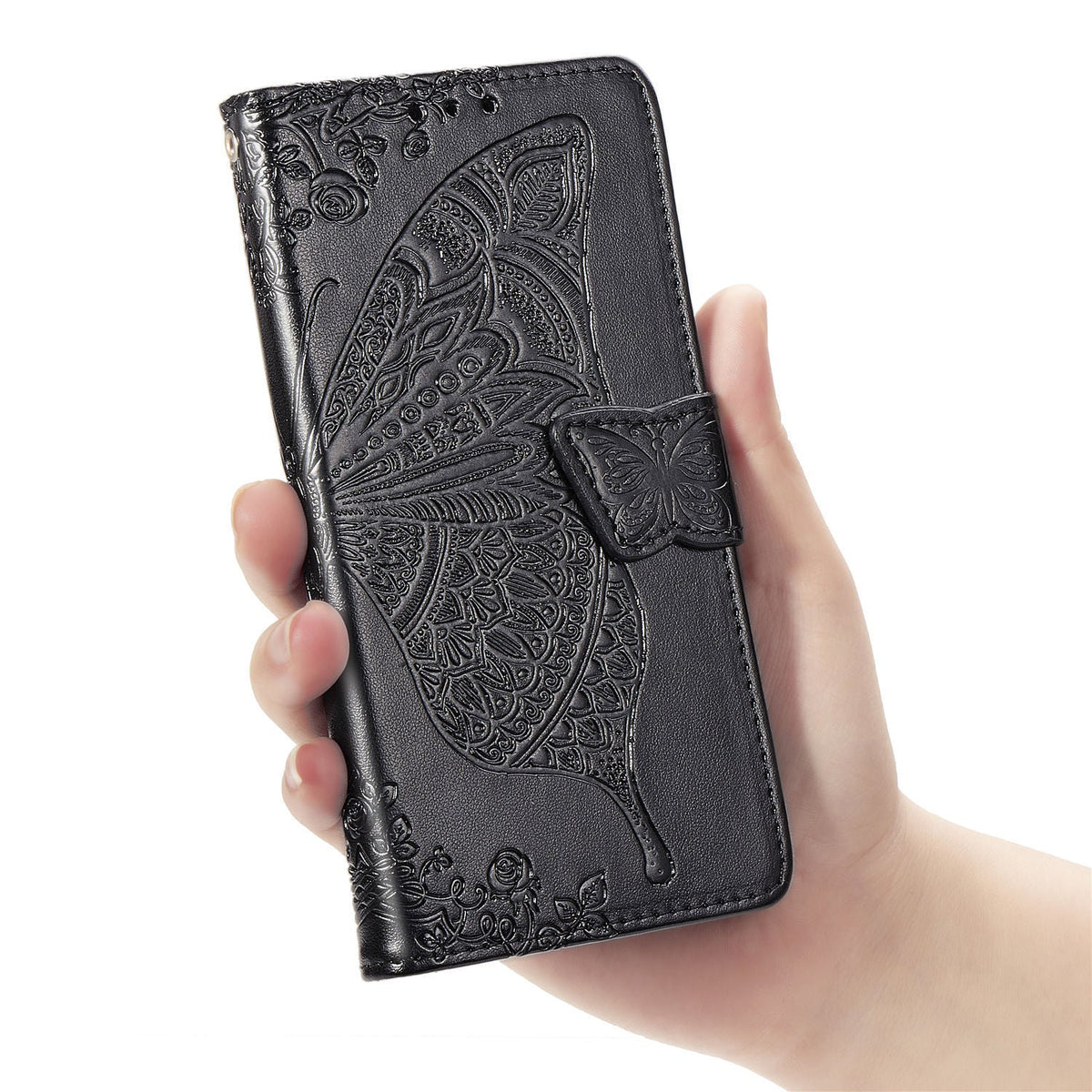 Flower Butterfly Embossed Leather Case