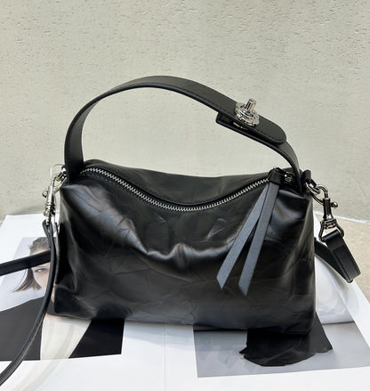 Top-grain Cowhide Hand-grain Tote Bag, High-end Versatile Small-batch Cross-border Genuine Leather Women&