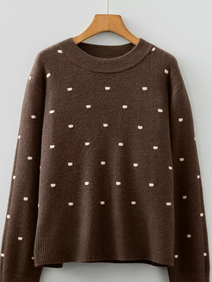 Dotted Print Ribbed Edge Knit Sweater